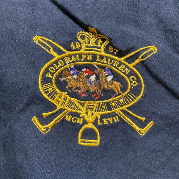 VTG POLO Ralph Lauren Bomber Jacket Navy Embroidered Logo Patch Kids L 16/18 - Picture 3 of 15